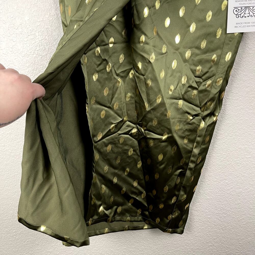 Never Fully Dressed Jasper Skirt Khaki With Gold Fleck US 6 Satin Wrap Green NWT - Picture 11 of 16